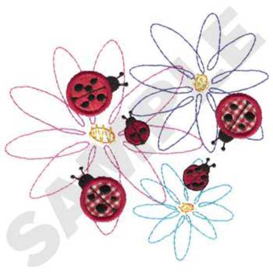 Ladybugs On Flowers Applique
