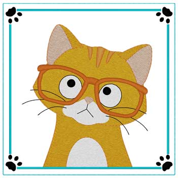 Glasses Cat Quilt Square