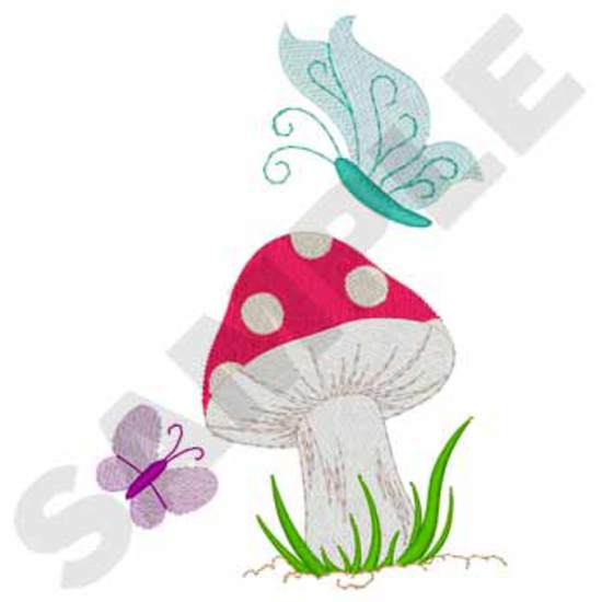 Mushroom And Butterflies