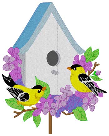 Birdhouse W/goldfinches