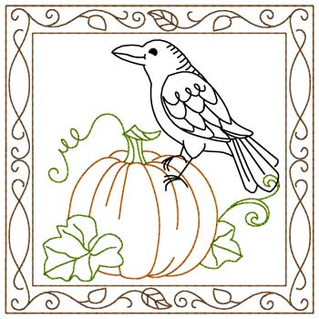 Crow On Pumpkin Quilt Square