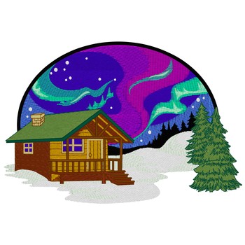 Cabin With Northern Lights 