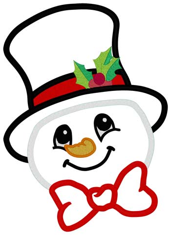 Snowman In Top Hat Applique