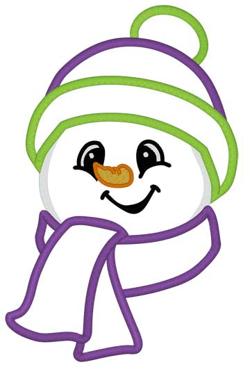Snowman In Beanie Applique