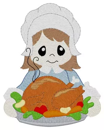 Girl Pilgrim W/turkey
